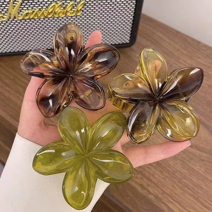 Leopard Print Flower Hair Claw Clips Women Girls Hawaiian Gradient Hairpins Hair Accessories Shark Barrettes Sweet Shark Claws