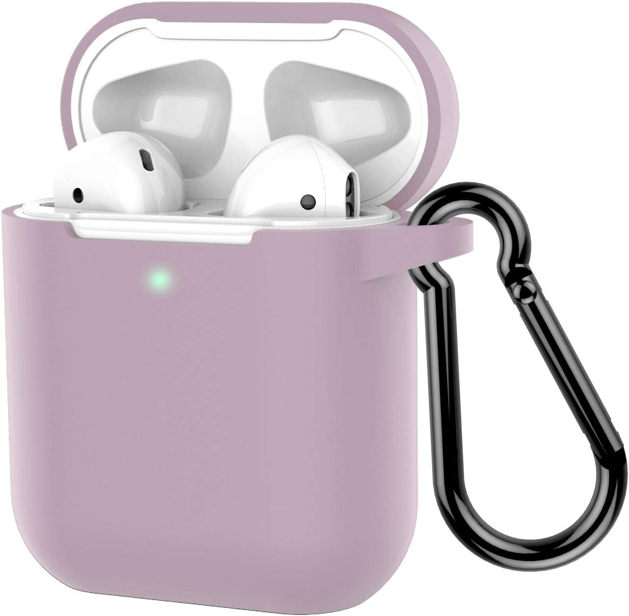 Protective Silicone Case with Keychain for Apple Airpods 2 (Grayish Purple)