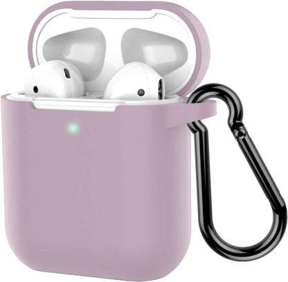Protective Silicone Case with Keychain for Apple Airpods 2 (Grayish Purple)