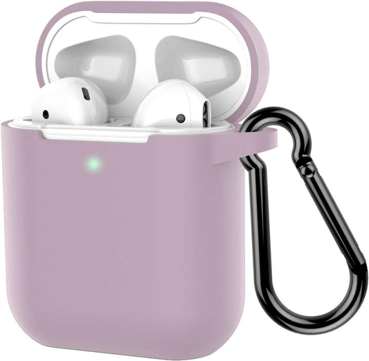 Protective Silicone Case with Keychain for Apple Airpods 2 (Grayish Purple)