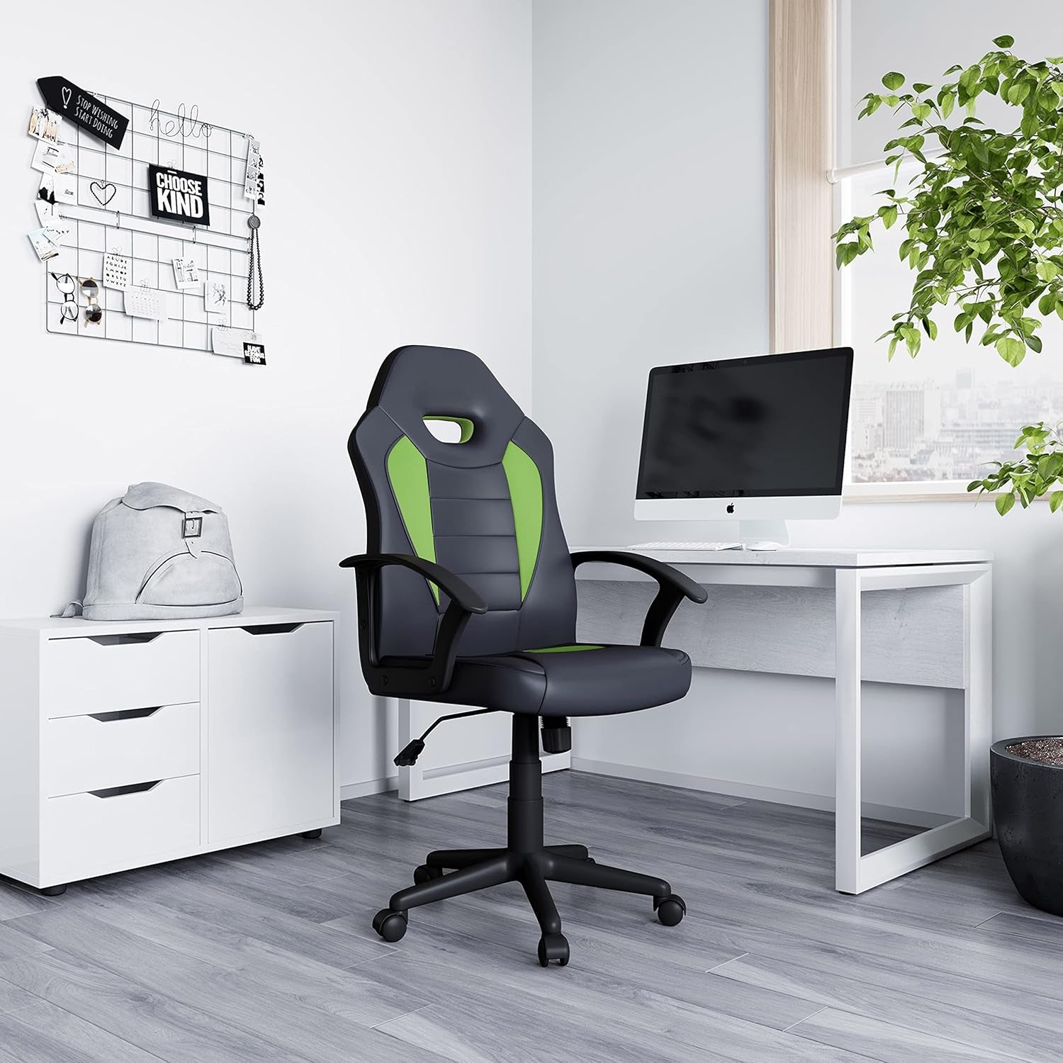 Henry Vegan Leather Gaming Chair, Green Envy