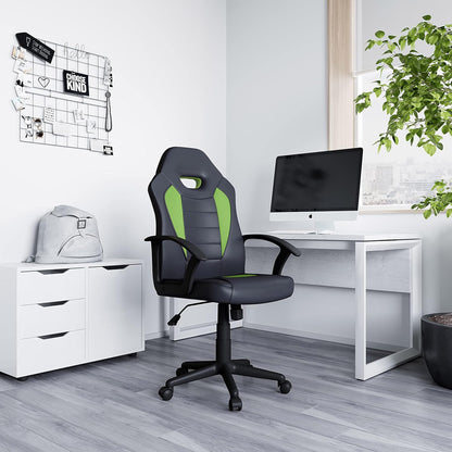 Henry Vegan Leather Gaming Chair, Green Envy