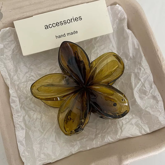 Leopard Print Flower Hair Claw Clips Women Girls Hawaiian Gradient Hairpins Hair Accessories Shark Barrettes Sweet Shark Claws