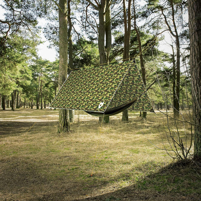 Rain Fly 10X10 Lightweight Survival Camping Tarp; 100% Waterproof; Makes a Great Backpacking Tarp or Hammock Shelter; Comes in Multiple Colors, Survival Bracelet Included; Camo