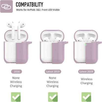 Protective Silicone Case with Keychain for Apple Airpods 2 (Grayish Purple)