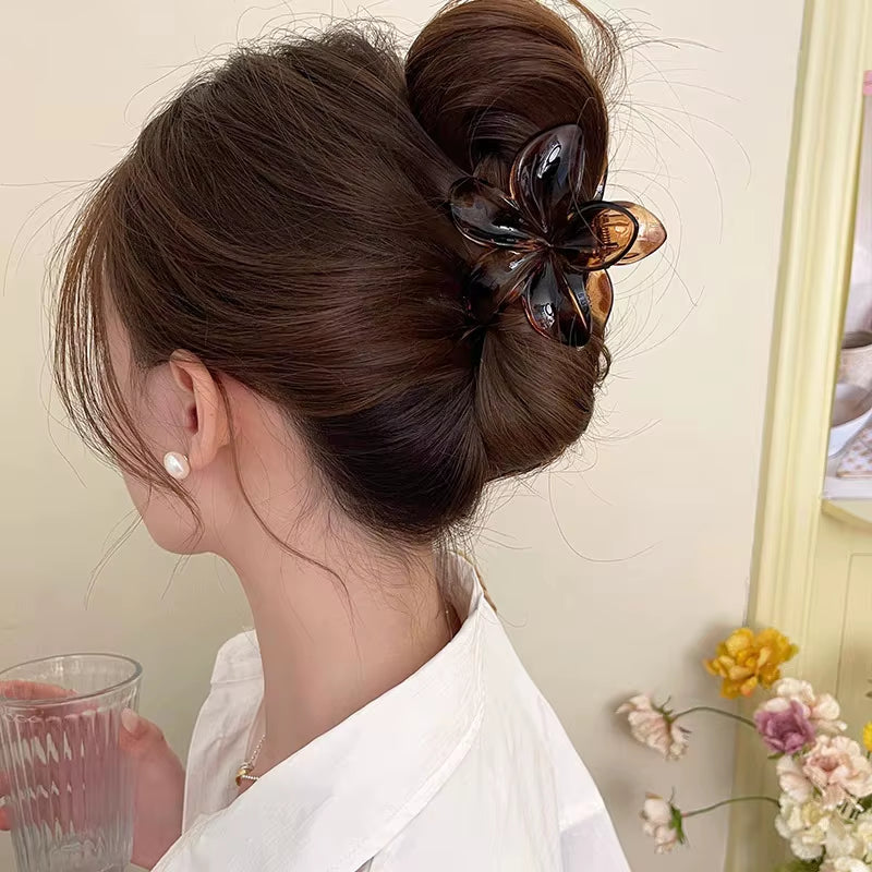 Leopard Print Flower Hair Claw Clips Women Girls Hawaiian Gradient Hairpins Hair Accessories Shark Barrettes Sweet Shark Claws