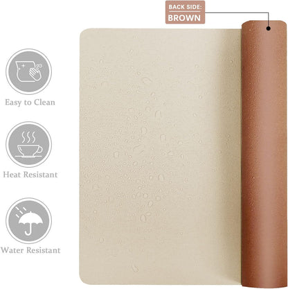 Double-Sided PU Leather Desk Pad - Non-Slip Large Mouse Pad & Desk Mat for Office, Home - Waterproof, Easy to Clean, Durable Dual-Sided Surface (31.5" X 15.7", Beige)