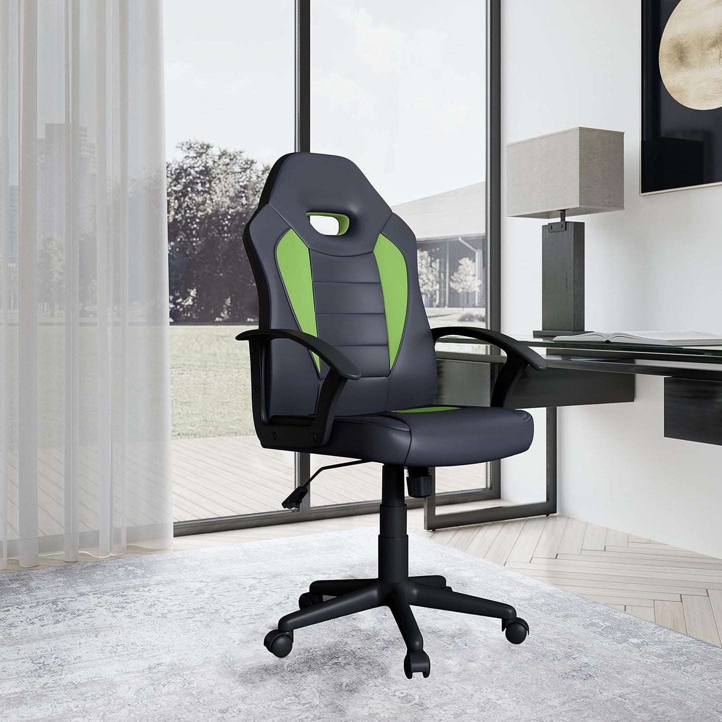 Henry Vegan Leather Gaming Chair, Green Envy