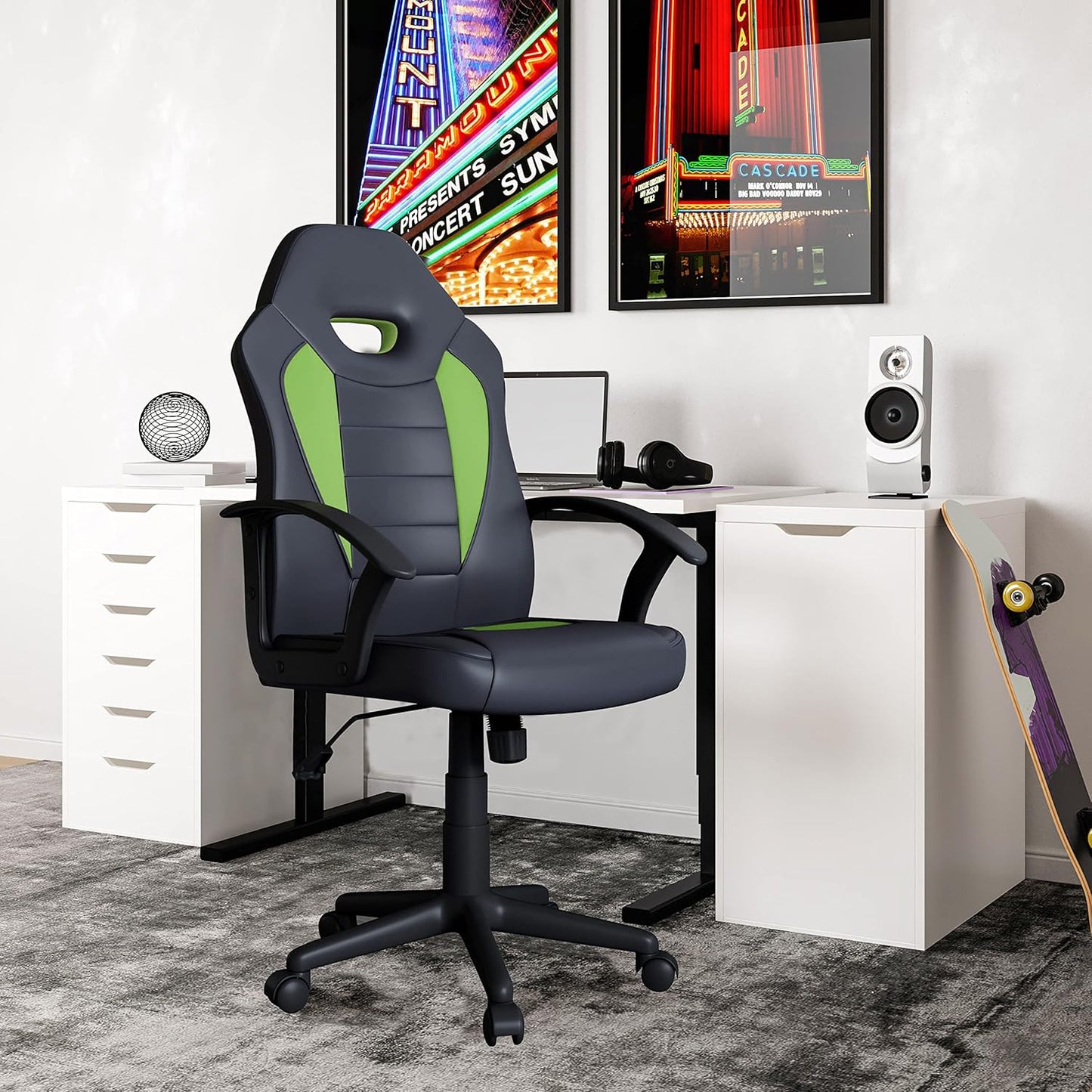 Henry Vegan Leather Gaming Chair, Green Envy