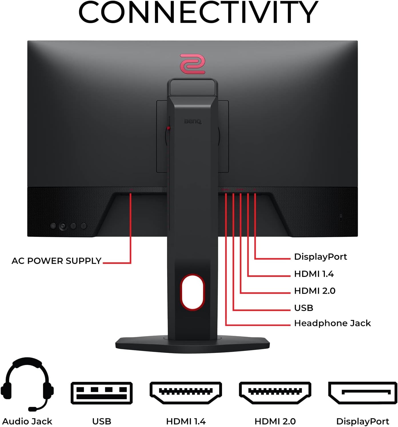 ZOWIE XL2411K 24-Inch 144Hz Gaming Monitor | 1080P | Smaller Base | Ergonomic Stand | XL Setting to Share | Customizable Quick Menu | Dyac | 120Hz Compatible for PS5 and Xbox Series X, Dark Grey
