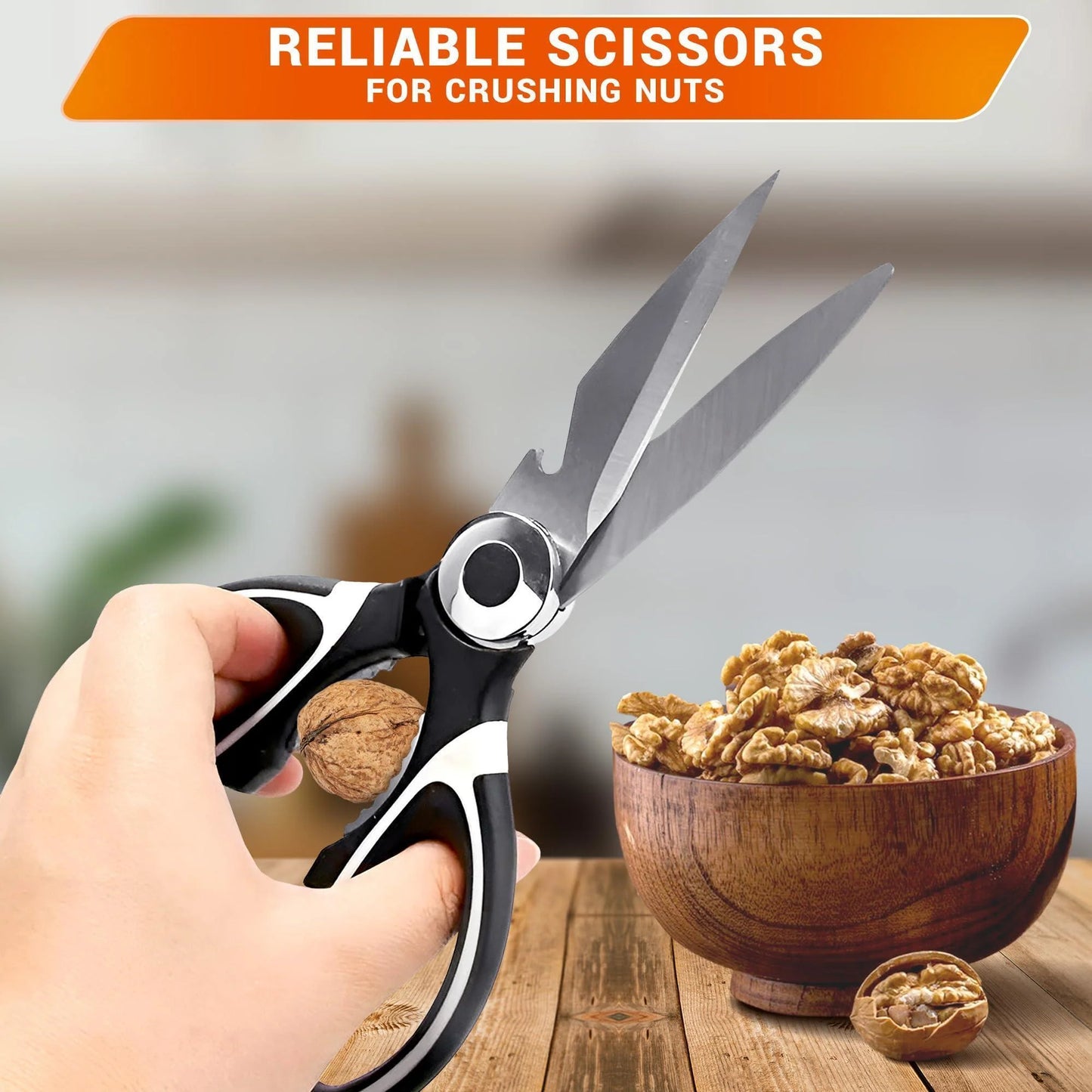 Kitchen Scissors All Purpose Heavy Duty Multifunctional Kitchen Shears for Food Heavy Duty with Ergonomic Handle & Corrosion Resistant Blades Designed for Fish Nuts Vegetables & Bottle Opening