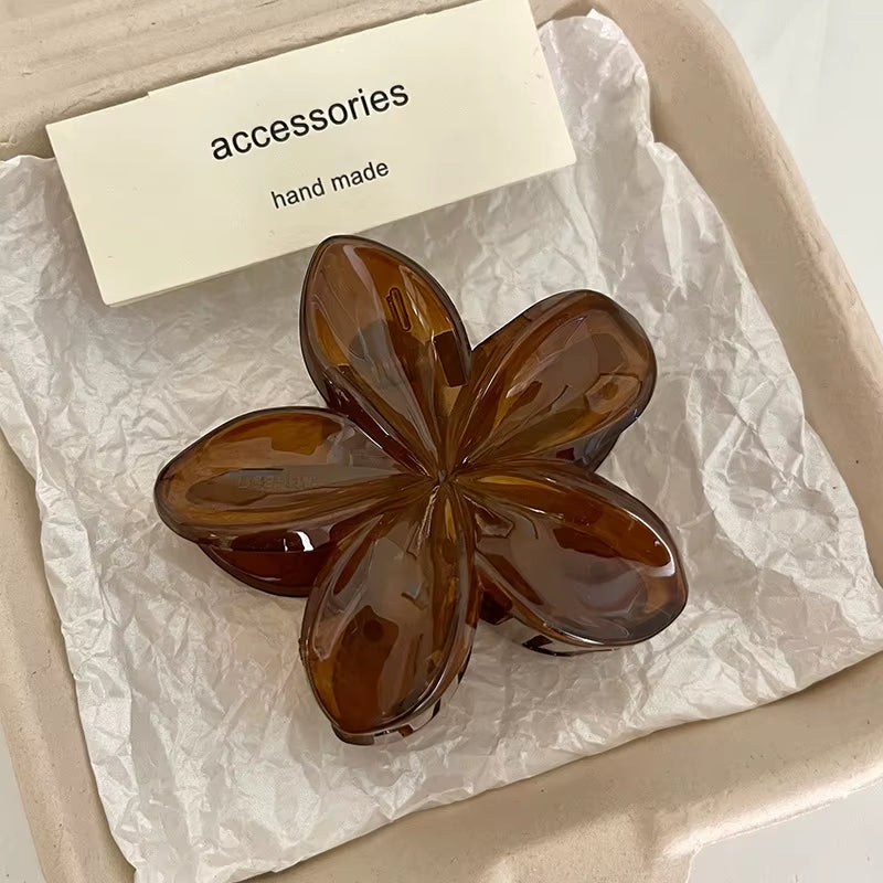 Leopard Print Flower Hair Claw Clips Women Girls Hawaiian Gradient Hairpins Hair Accessories Shark Barrettes Sweet Shark Claws