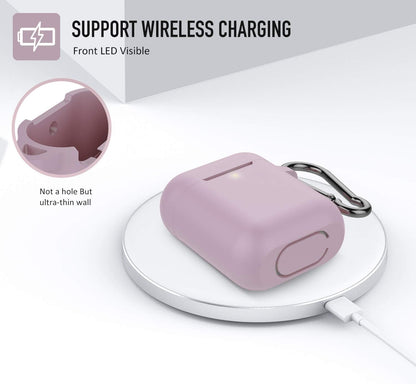 Protective Silicone Case with Keychain for Apple Airpods 2 (Grayish Purple)