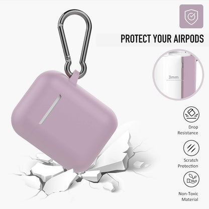Protective Silicone Case with Keychain for Apple Airpods 2 (Grayish Purple)