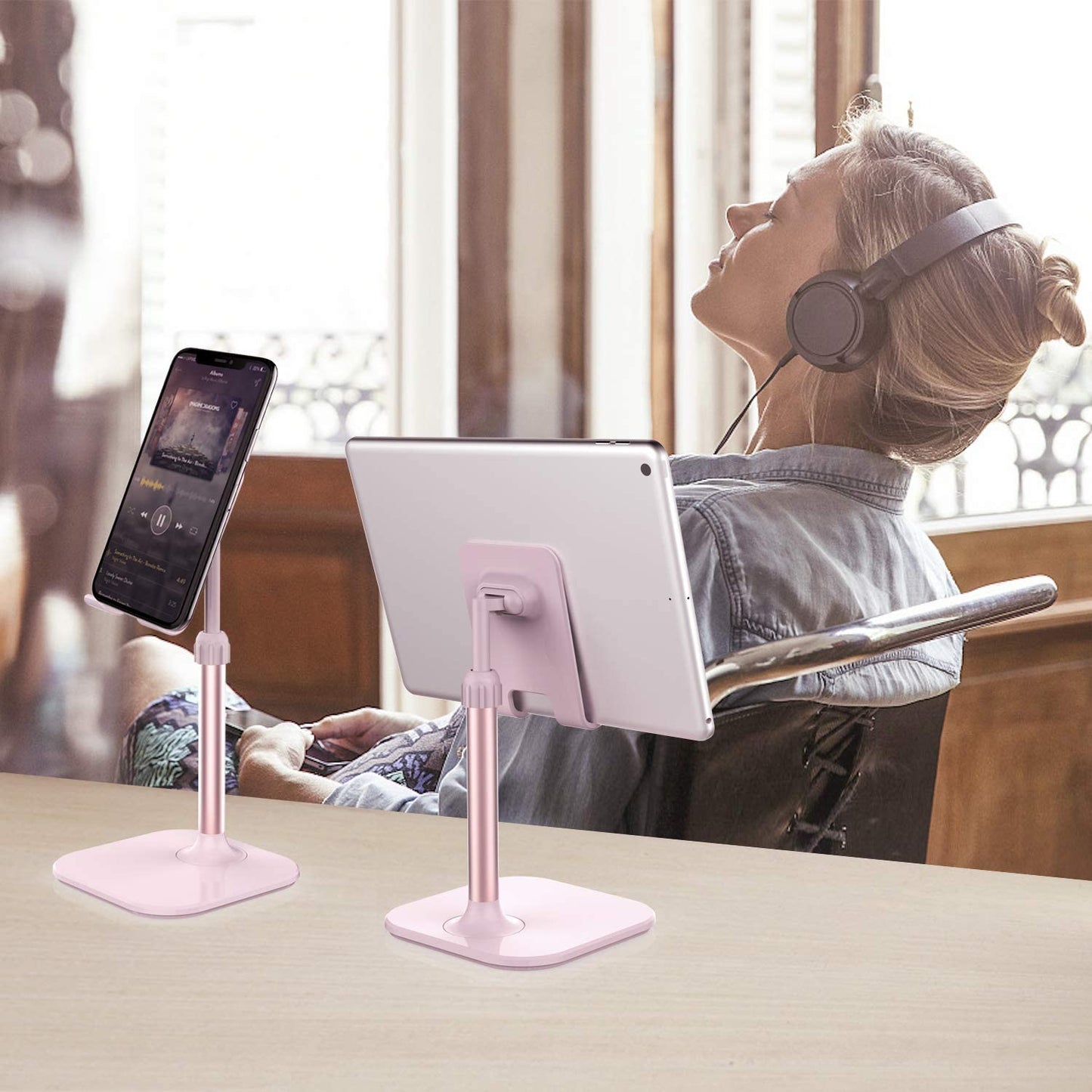 Cell Phone Stand, Stocking Stuffers Gifts for Teens Girls Boys Adults Women Men Mom Wife, Phone Stand for Desk, Phone Holder Stand Compatible with Iphone and All Mobile Phones Tablet, Pink