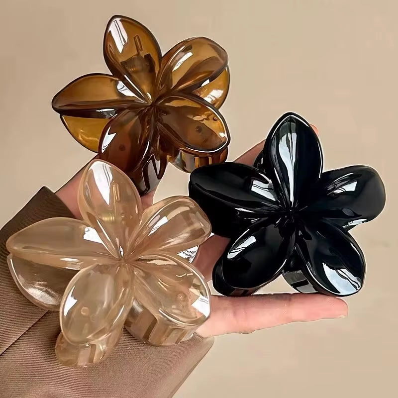 Leopard Print Flower Hair Claw Clips Women Girls Hawaiian Gradient Hairpins Hair Accessories Shark Barrettes Sweet Shark Claws