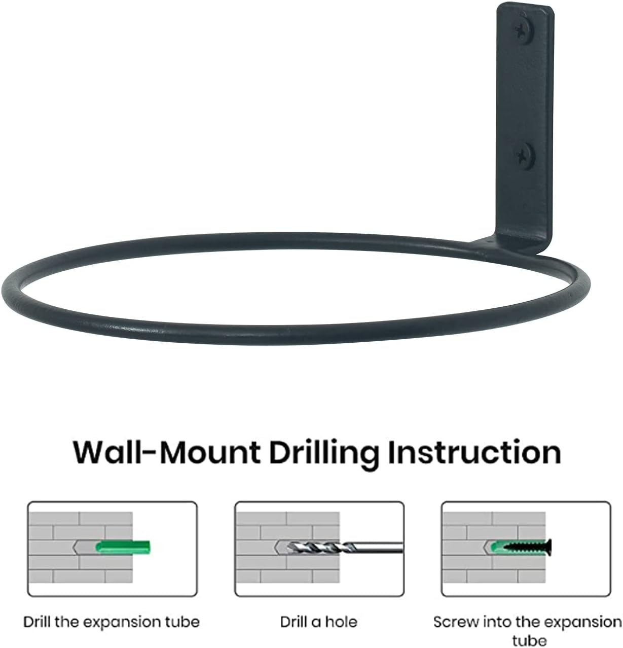 6 Inch Flower Plant Holder Ring Wall Mounted Metal Plant Pot Hanger, Set of 6 Pot Ring Plant Wall Hanger, Planter Bracket, Iron Black
