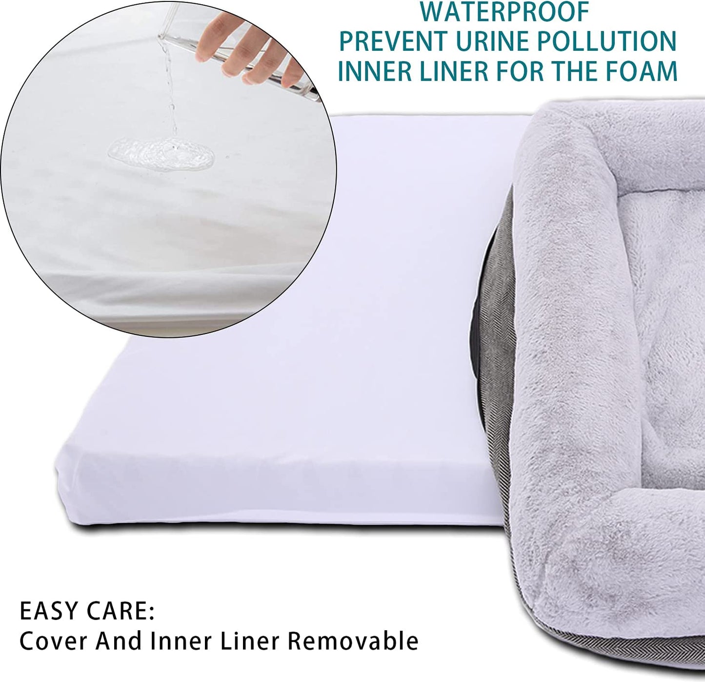 Orthopedic Dog Bed for Medium Dogs, Bolster Sides Dogs Sofa Bed with Removable Washable Cover & Non-Skid Bottom, Soft Pet Bed with Egg Foam Dog Couch for Sleeping, 31 X 25 Inch, Gray